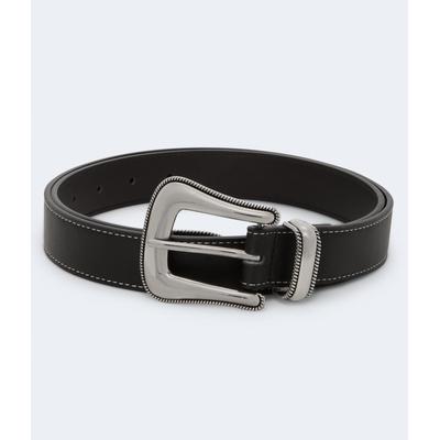 Aeropostale Womens' Faux Leather Western Buckle Belt - Black - Size S/M - Polyester