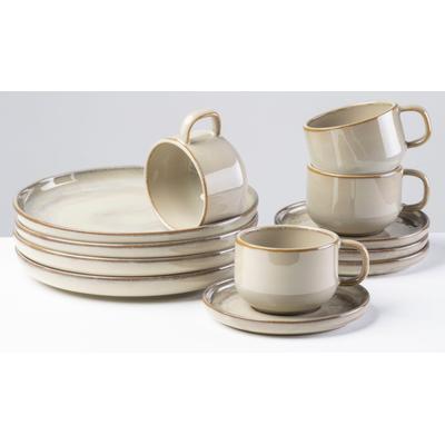 Kaffeeservice GIPFELSTÜCK "Nebelwald", beige, 12 tlg., Steinzeug, Geschirr-Sets, Scandi-Style, jedes Stück ein Unikat, 12 Teile, für 4 Personen Image