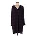 Ann Taylor Factory Casual Dress - Mini V Neck 3/4 sleeves: Burgundy Print Dresses - Women's Size Medium