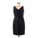 Donna Ricco Casual Dress - Party V Neck Sleeveless: Black Solid Dresses - Women's Size 8 Petite