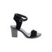 Barbara Barbieri Sandals: Strappy Chunky Heel Casual Black Print Shoes - Women's Size 7 - Open Toe