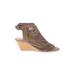 Shoedazzle Wedges: Tan Print Shoes - Women's Size 8 1/2 - Peep Toe