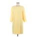 CeCe Casual Dress - Mini Crew Neck 3/4 sleeves: Yellow Solid Dresses - Women's Size 8