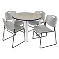 Regency Kahlo Round Breakroom Table Top, Chrome Base & 4 Zeng Stack Chairs Metal | 29 H x 36 W x 36 D in | Wayfair TPL42RNDPLCM44GY