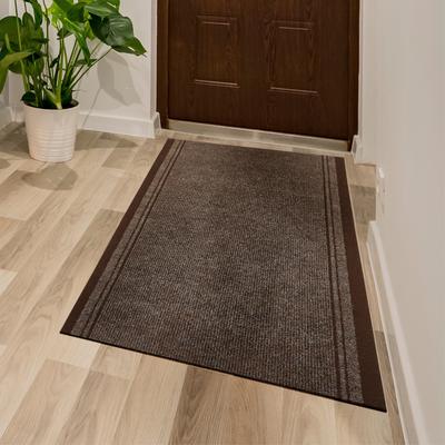 Läufer ANDIAMO "Mitch, Made in Belgium", braun, B:80cm H:6mm L:1000cm, Polyethylen (PE), Teppiche, Schmutzfangläufer, meliert, mit Bordüre, In- und Outdoor geeignet Image