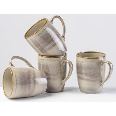 Becher GIPFELSTÜCK "Nebelwald", beige (beige, braun), 275ml, 4 tlg., Steinzeug, Trinkgefäße, Scandi-Style, Reaktivglasur, jedes Stück ein Unikat, 4-teilig Image