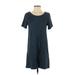 Bishop + Young Casual Dress - Shift Scoop Neck Short sleeves: Blue Print Dresses - Women's Size Small