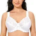 Soutien-gorge à armatures non rembourré en dentelle florale pour femme minimiseur à couverture