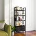 17 Stories Mikhi 5 Tier Etagere Bookcase w/ 2 Storage Drawer, 20" Industrial Bookshelf for Home & Office, in Black | Wayfair