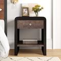 Latitude Run® Avionne Solid + Manufactured Wood Nightstand Wood in Black/Brown | 24.4 H x 20 W x 20.1 D in | Wayfair