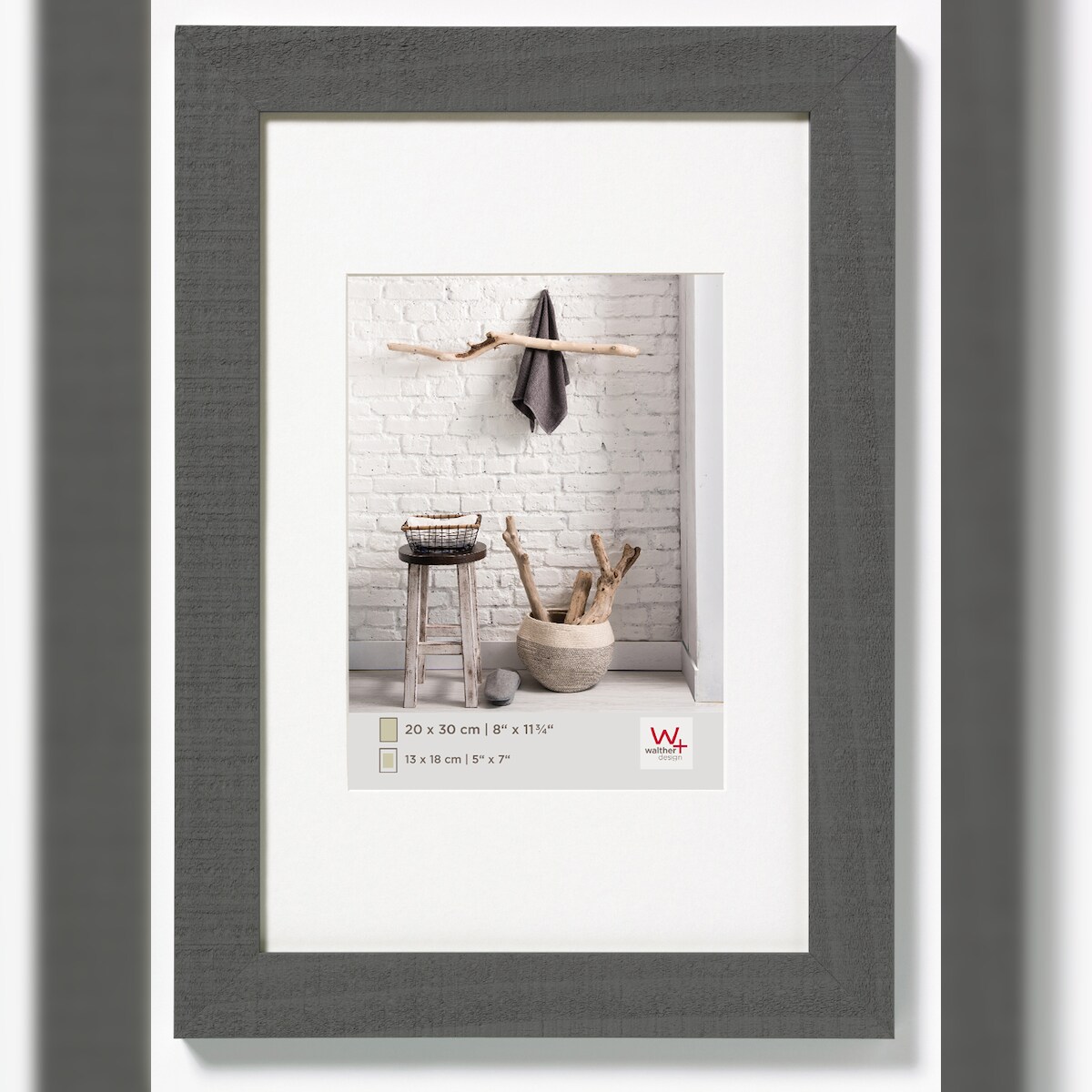 walther + design Home Holz Bilderrahmen 21x29,7 cm (DIN A4) GRAU Image