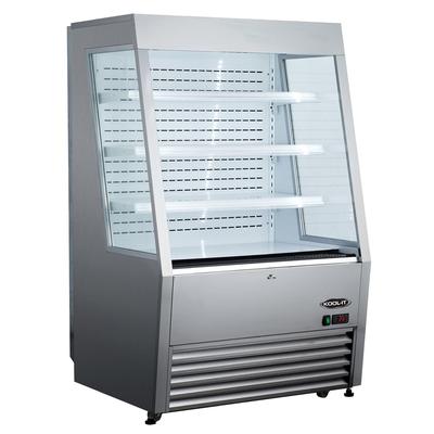 Kool-It KOM-36 SS 36" Vertical Open Air Cooler w/ 4 Levels, 115v, Pull-Down Night Curtain, Electronic Thermostat, Silver