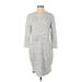 Betsey Johnson Casual Dress - Sweater Dress Crew Neck 3/4 Sleeve: Gray Marled Dresses - Women's Size Small