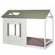 Lit cabane bois massif blanc et gris anthracite 90x190 cm