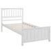 Twin size Platform Bed Wood Platform Bed with Wood Headboard, White