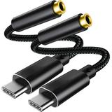 USB Type C to 3.5mm Headphone Jack Adapter Cable 2pack Type-C Audio Headset Connect Dongle Wire Cord for Samsung Galaxy S21 Ultra S20 FE Note 20+ 10+ 10 Z Fold 3 OnePlus 9 8 7 Pro Pixel 6 Pro iPad Pro