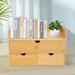 ZhdnBhnos Small Bamboo Desk Organizer Tabletop Storage Organization Box with 3 Drawers for Home Office