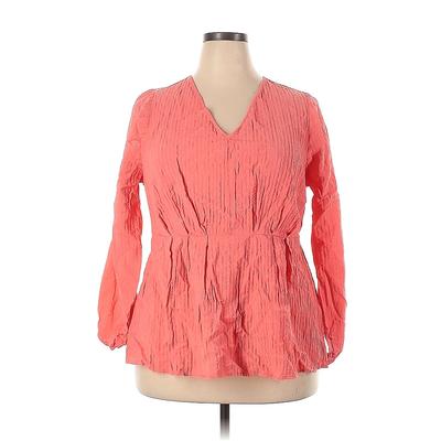 Lane Bryant Long Sleeve Blouse: Orange Tops - Women's Size 18 Plus