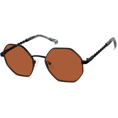 Zenni Geometric Rx Sunglasses Black Stainless Steel Full Rim Frame