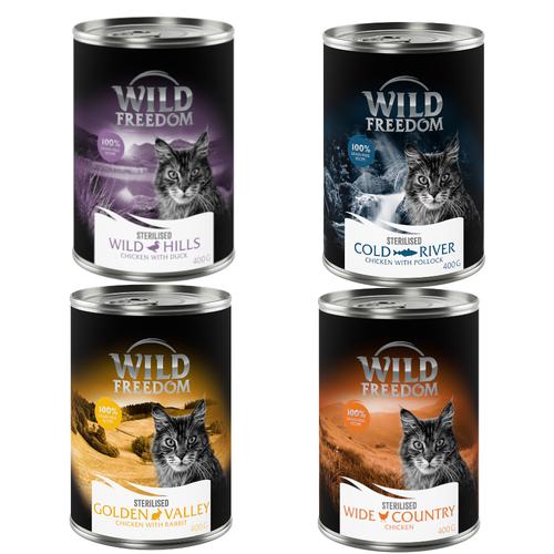 Wild Freedom Adult Sterilised 12 x 400 g - getreidefreie Rezeptur - Mixpaket (4 Sorten)