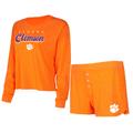 Women's Concepts Sport Orange Clemson Tigers Team Color Long Sleeve T-Shirt & Shorts Set
