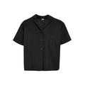 Klassische Bluse URBAN CLASSICS "Damen Ladies Linen Mixed Resort Shirt" Gr. 4XL, schwarz (black) Damen Blusen