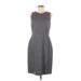 J.Crew Casual Dress - Sheath Crew Neck Sleeveless: Gray Print Dresses - Women's Size 8