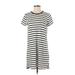 Madewell Casual Dress - Shift Crew Neck Short sleeves: Ivory Stripes Dresses - Women's Size Small