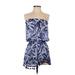 Ramy Brook Casual Dress - Mini Strapless 3/4 sleeves: Blue Dresses - Women's Size Small