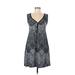 Gerry Casual Dress - A-Line V Neck Sleeveless: Gray Dresses - Women's Size Medium