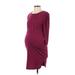 Rosie Pope Casual Dress - Party Crew Neck Long sleeves: Burgundy Print Dresses - Women's Size X-Small Maternity