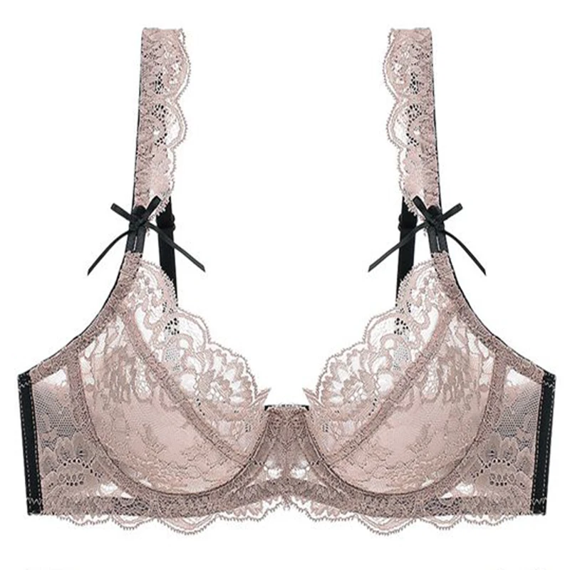 Soutien-gorge en dentelle pour femmes, grande taille, bonnet ABCDE, haut trois quarts, Sexy, Ultra fin et épais, Push Up, Lingerie féminine, 2022