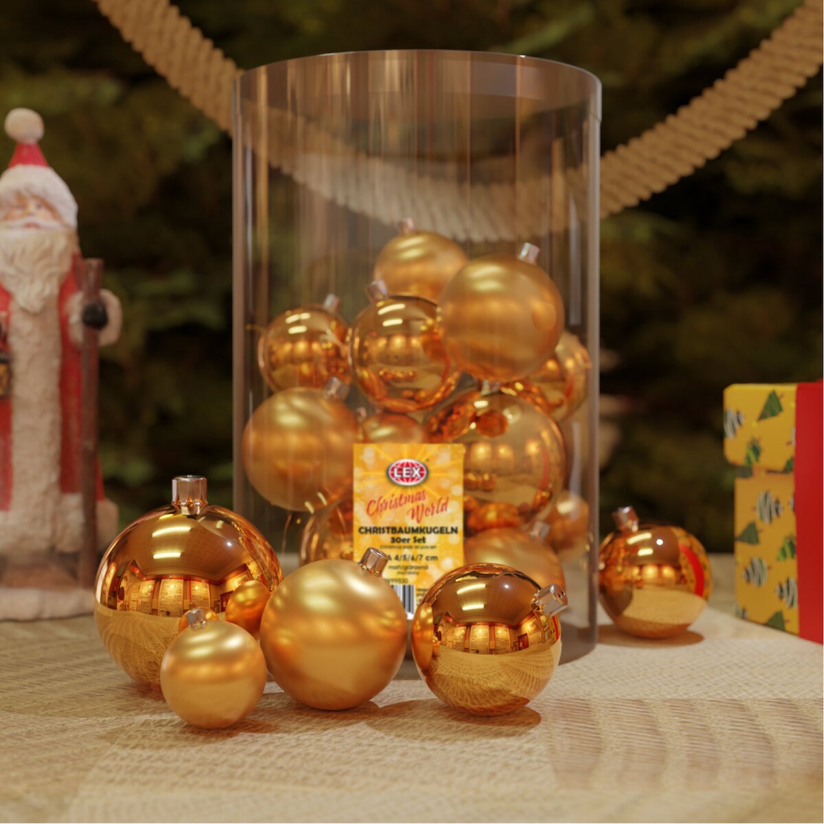 Mojawo 30tlg. Christbaumkugeln / Weihnachtskugeln gold Ø 4/5/6/7cm Image