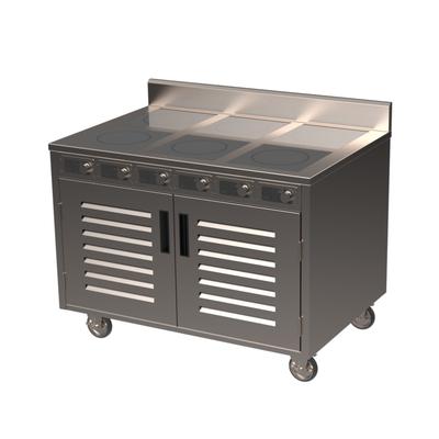 Spring USA BOH-1800D-6 48" Cooking Cart w/ 6 Induction Stove, Silver, 110/120 V