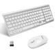 LeadsaiL, kabelloses Tastatur-Maus-Set, ergonomische Maus und Tastatur, kabellose PC-Tastatur und Maus, deutsches QWERTZ-Layout, leise Tastatur- und Maustasten, MacOS PC, Laptop, Silber