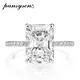 PANSYSEN 925 Sterling Silver Emerald Cut High Carbon Diamond gemstone Wedding Rings for Women Luxury