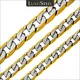 LUXUSTEEL Cuban Chain Necklace for Men Women Gold Plated Mixed Silver Color Stainless Steel Pattern