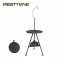 WESTTUNE Camping Round Table with Light Stand Ultralight Portable Folding Table with Adjustable Legs