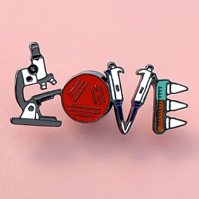 Catuni Biology Science Love Pin Brooch Creative Enamel Microscope Petri Dish Lapel Backpack Badge Accessories for Students Lab