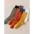 Men's 100% Cotton Thick Business Casual Socks Men Solid Color Harajuku Vertical Striped Deodorant