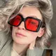 Oversize-platz Sonnenbrillen Frauen Mode Retro Gradienten Sonnenbrille 2023 Rosa Rot Großen Rahmen