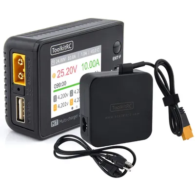 ToolkitRC M7 200W 10A DC Balance Ladegerät/Entlader ADP100 Adapter (EU/US) für 1-6S Lipo LiHV LiFe Lion RC Batterie
