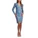 Floral Embroidered Long Sleeve V-neck Sheath Dress