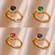 Edelstahl grüne Zirkon ringe für Frauen Gold Farbe Wasser tropfen verstellbarer Ring Femme Hochzeits