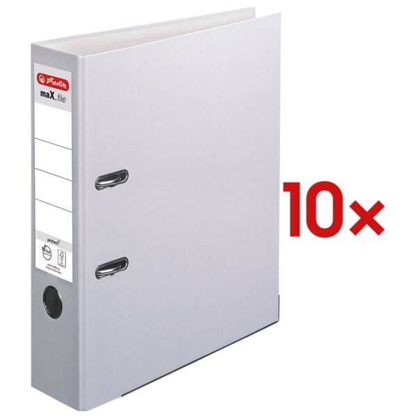 Herlitz 10x Ordner »maX.file protect« breit grau, 8x31.8x28.5 cm Image