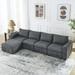 Upholstered Modular Sectional Sofa with Ottoman, 132" L Shaped Sectional Sofa Sets 4 Seater Couch Sofa for Living Room Apartment