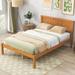 Full Size Platform Bed Frame with Headboard, Wood Slat Support, Oak