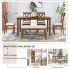 6 Piece Dining Table Set, Dining Dinette Table & 4 Chairs & 1 Bench with Cushion, Rustic Style Kitchen Table Set, Natural Cherry
