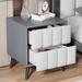 NightStand with 2 Linen Fabric Drawers, Bedside Table with Solid Wood Legs, Minimalist and Practical End Side Table for Bedroom