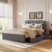 Queen Size Linen Fabric Upholstered Platform Bed with 2 Drawers, USB Ports, Button-Tufted Design Headboard and Footboard